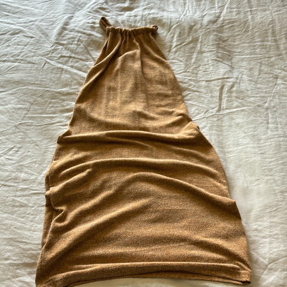 Mini burnt orange space die halter dress